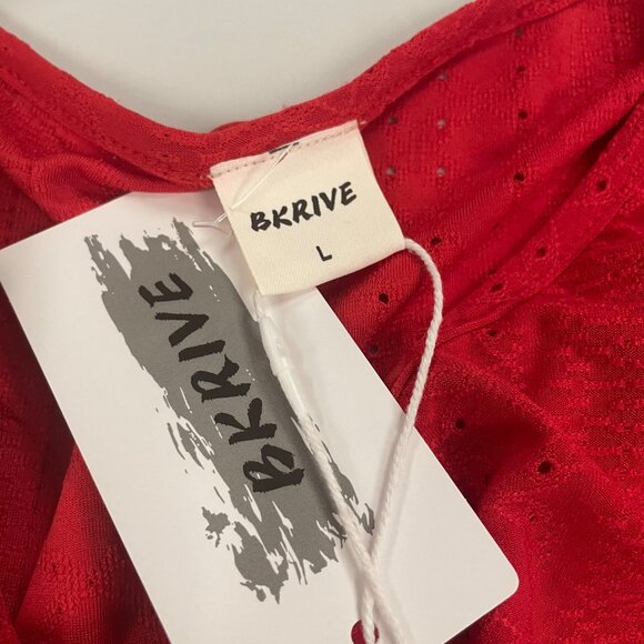 BKRIVE Womens Sleeveless Shift Dress Textured Red Size Large New Pockets - Picture 8 of 9